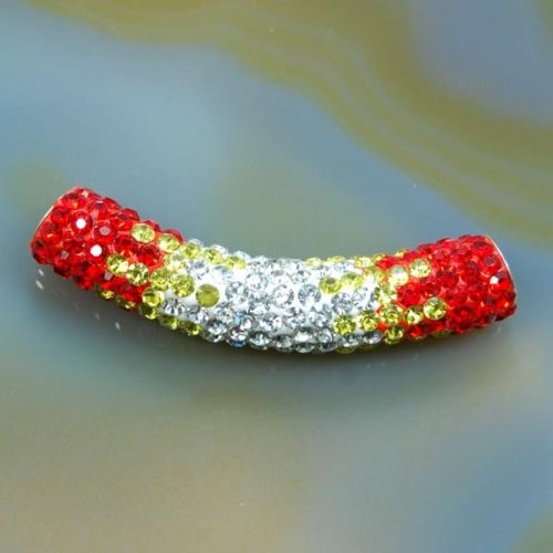 Curved Tube Czech Crystal Rhinestones Spacer Pave Connector Charm